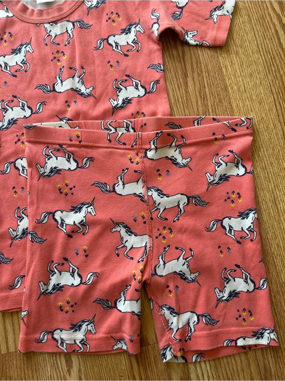 Hanna Andersson Coral Unicorn Short Pajama Set Size 150/US12